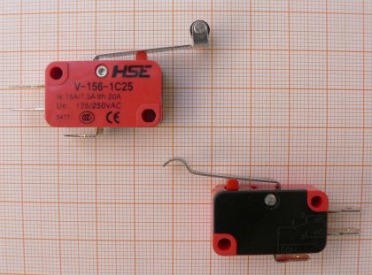 Microintrerupator rosu limitator cu lamela indoita 29mm 220v/20A mm