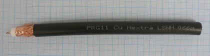 Cablu coaxial cu impedanta de 75ohm, tip RG 11, 75 ohmi, 1, 6mm Cu, tresa Cu 50% +Folie cu, 10, 2mm PVC negru