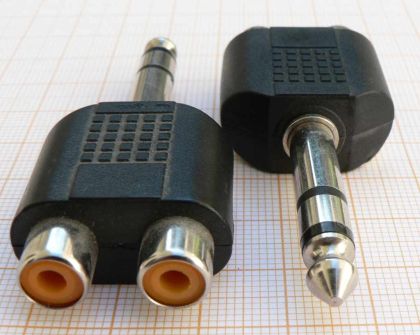 Adaptor/reductie Jack tata 6.3 stereo-2xRCA mama