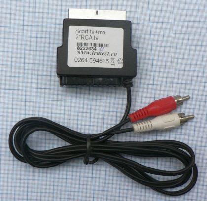 Cablu SCART IN-OUT- 2RCA tata/ 0.35m