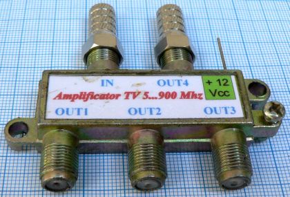 Amplificator de semnal TV CATV SAT  1*IN-4*OUT, in banda 47-862Mhz, castig max 15dbi