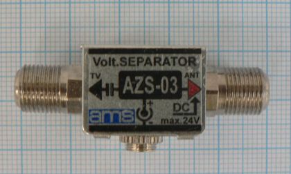 Filtru separator tensiune cc pentru retea de semnal antene/CATV, 1*IN-1*OUT, max.24V/0.5A
