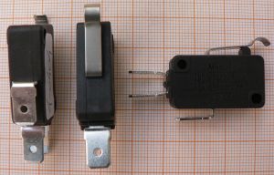 Microintrerupator negru limitator cu lamela scurta 20mm 220v/16-12A 16*10*28mm
